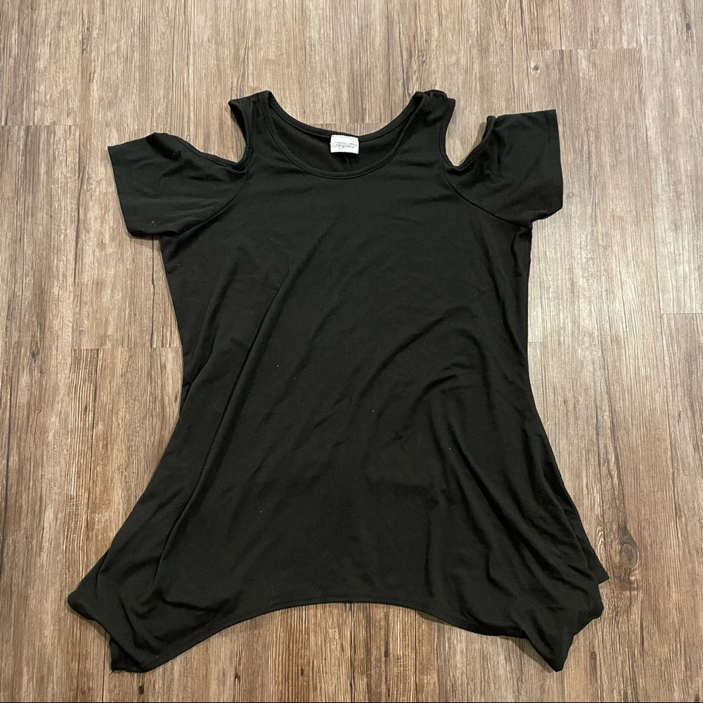 One More Thyme Black Cold Shoulder Tunic